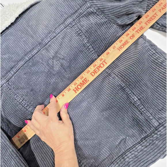 Pacsun Corduroy Trucker Jacket Women XSmall Gray Sherpa Cozy Gorpcore Retro - Picture 5 of 13